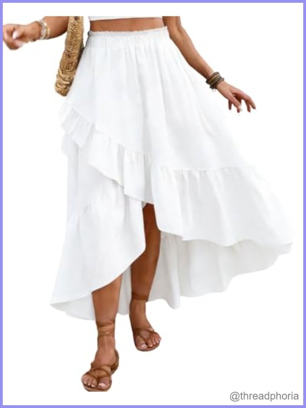 Women Asymmetrical Wrap Maxi Skirt Ruffle High Low Western Bohemian
